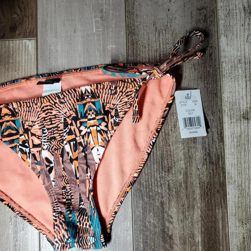 NWT Ninety Six Degrees Multi Color Animal Print Swim Bottoms Bikini Bottoms Sz M